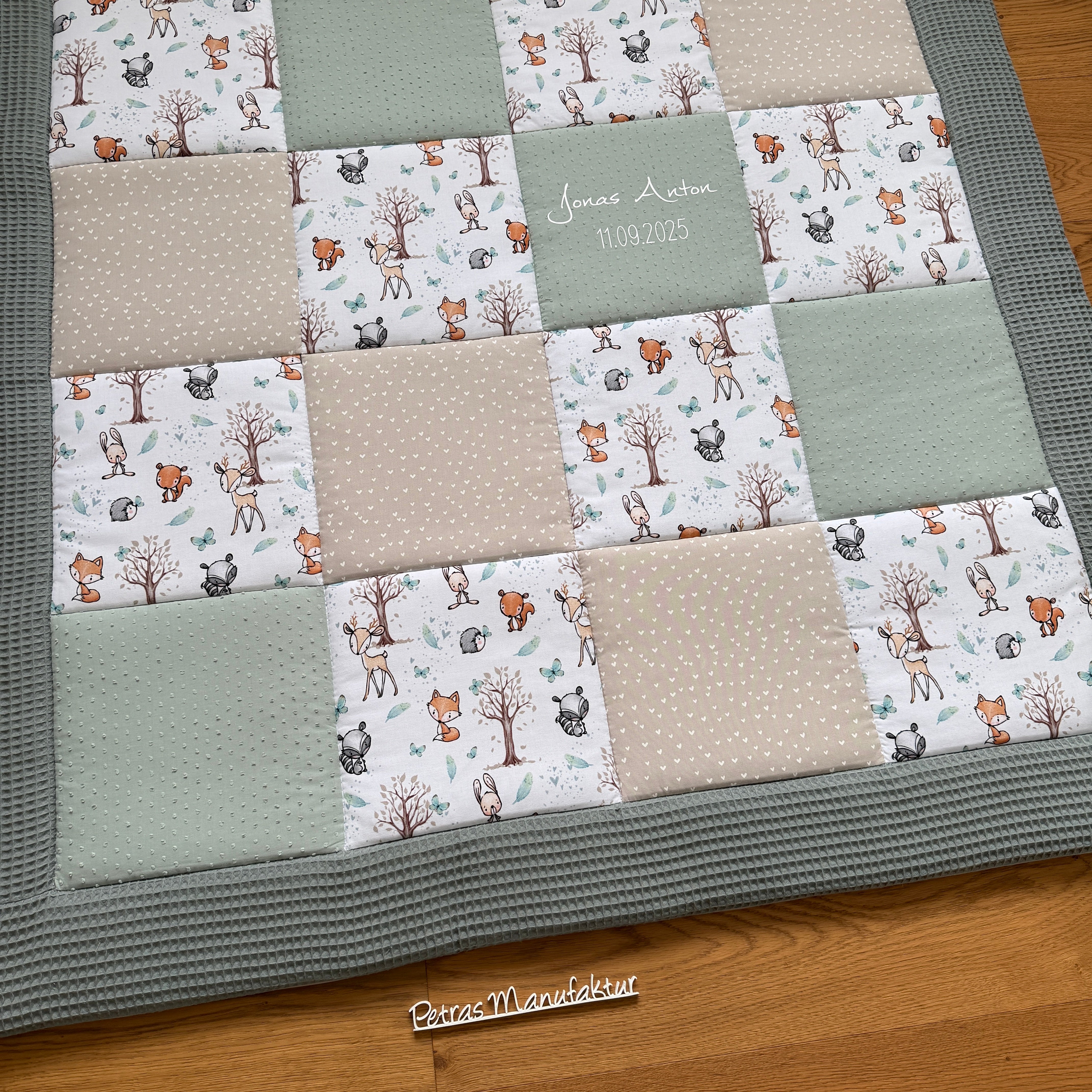 Krabbeldecke "Waldtiere mint“ Modell 4